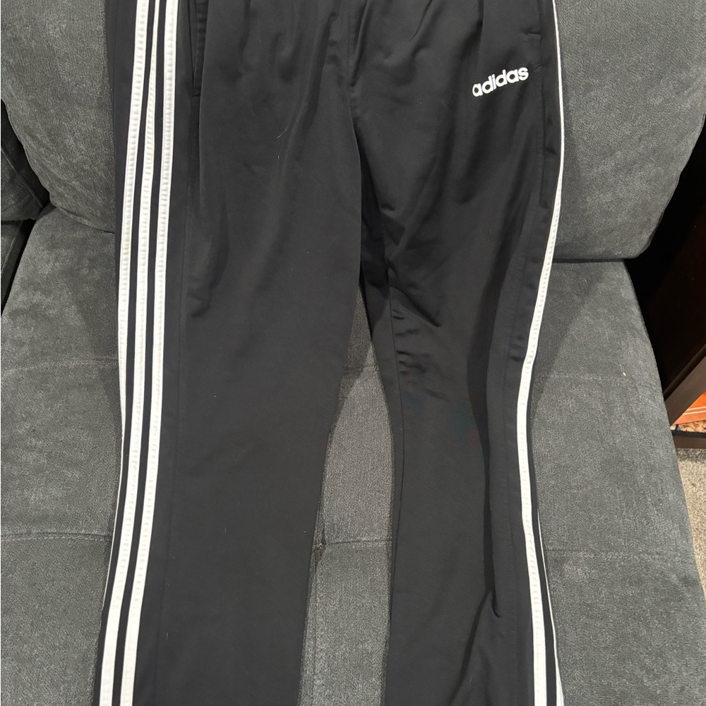 Adidas Black and White Sweatpants with Classic Stripes